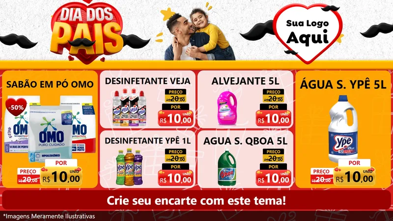 Modelo de TV para TV Horizontal com o tema Dia dos Pais para Produtos de Limpeza
