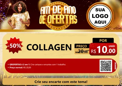 Modelo de Cartaz para Cartaz A4 Horizontal com o tema Fim de Ano de Ofertas para Suplementos alimentares