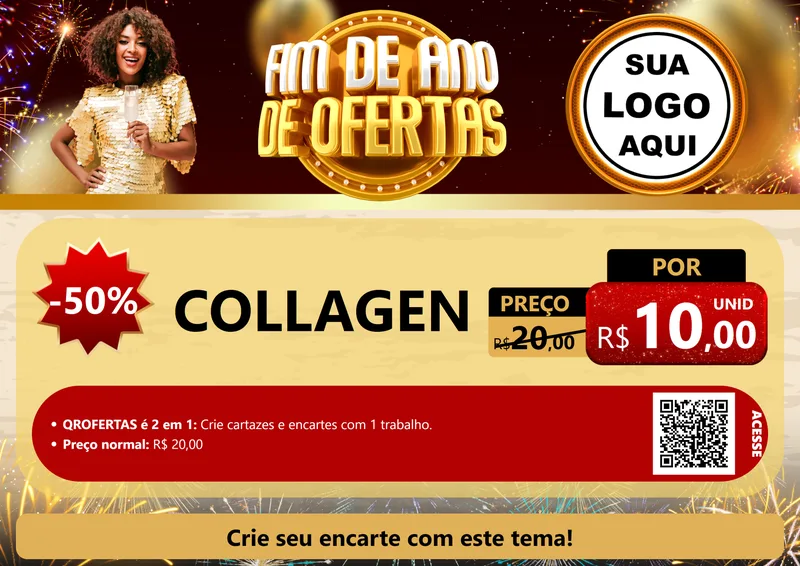 Modelo de Cartaz para Cartaz A4 Horizontal com o tema Fim de Ano de Ofertas para Suplementos alimentares
