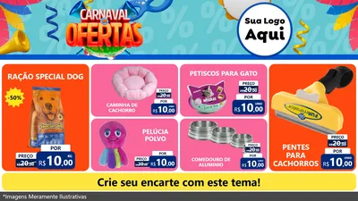 Modelo de TV para TV Horizontal com o tema Carnaval de Ofertas para Pet Shop