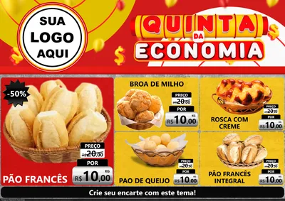 Modelo de Encarte para Encarte A4 Horizontal com o tema Quinta da Economia para Padaria