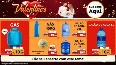 Modelo de TV para TV Horizontal com o tema Valentine's Day para Água e gás