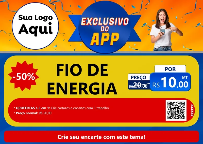 Modelo de Cartaz para Cartaz A4 Horizontal com o tema Exclusivo do Aplicativo para Materiais Elétricos