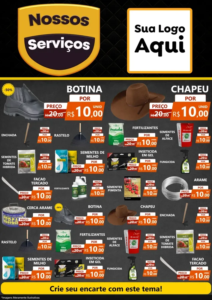 Modelo de Encarte para Encarte A4 Vertical com o tema Nossos Serviços para Agropecuária