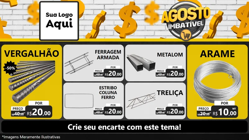 Modelo de TV para TV Horizontal com o tema Agosto imbatível para Ferragens