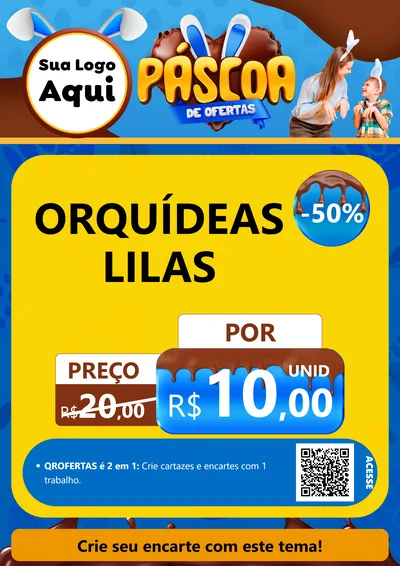 Modelo de Cartaz para Cartaz A4 Vertical com o tema Páscoa de Ofertas para Floricultura e jardim