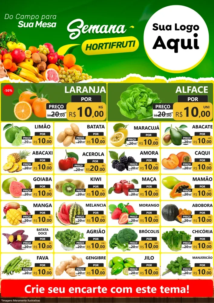 Modelo de Encarte para Encarte A4 Vertical com o tema Semana hortifruti para Hortifrúti