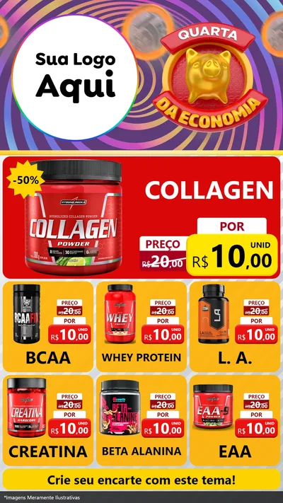 Modelo de Rede Social para Stories com o tema Quarta da Economia para Suplementos alimentares