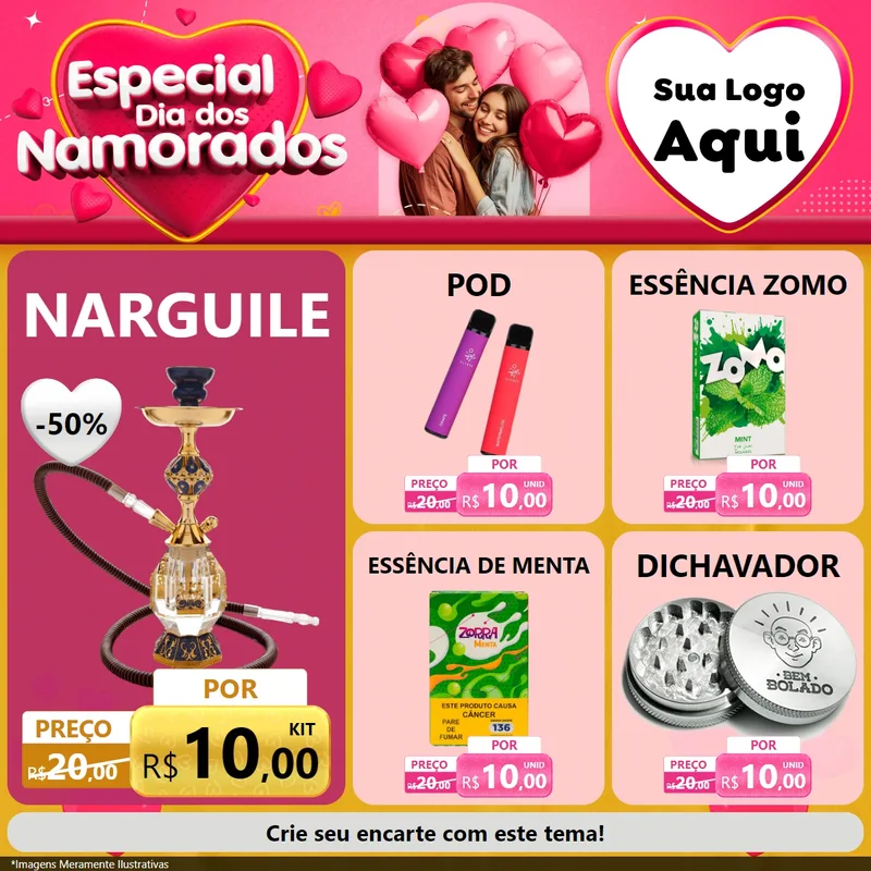 Modelo de Rede Social para Feed Facebook com o tema Especial Dia dos Namorados para Tabacaria
