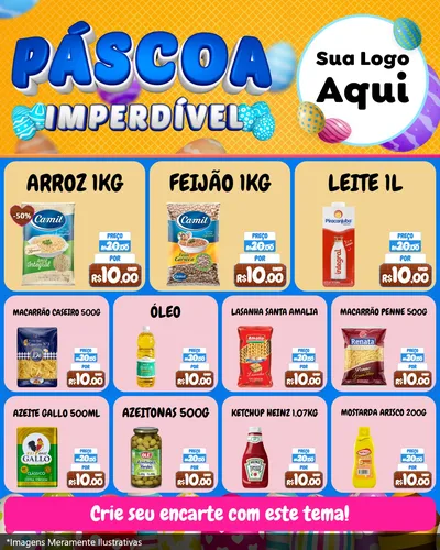 Modelo de Rede Social para Feed Instagram com o tema Páscoa Imperdível para Supermercado