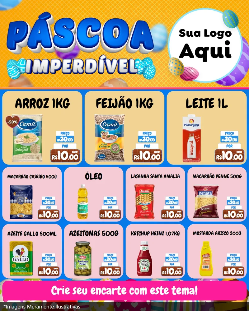 Modelo de Rede Social para Feed Instagram com o tema Páscoa Imperdível para Supermercado