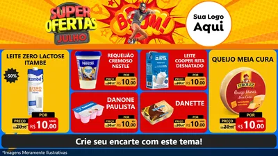 Modelo de TV para TV Horizontal com o tema Super Ofertas Julho para Frios e Laticínios