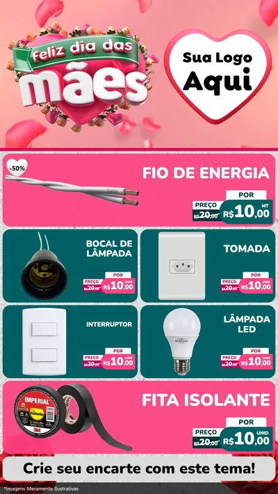 Modelo de TV para TV Vertical com o tema Feliz Dia das Mães para Materiais Elétricos