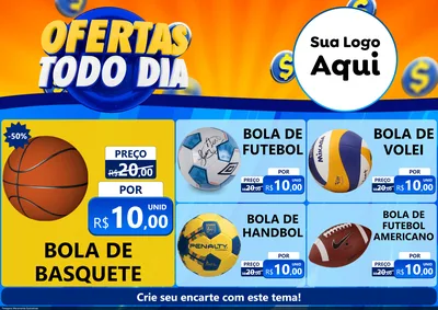 Modelo de Encarte para Encarte A4 Horizontal com o tema Ofertas Todo Dia para Artigos Esportivos