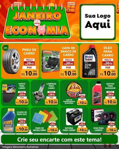 Modelo de Rede Social para Feed Instagram com o tema Janeiro da Economia para Auto peças