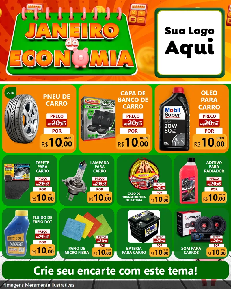 Modelo de Rede Social para Feed Instagram com o tema Janeiro da Economia para Auto peças