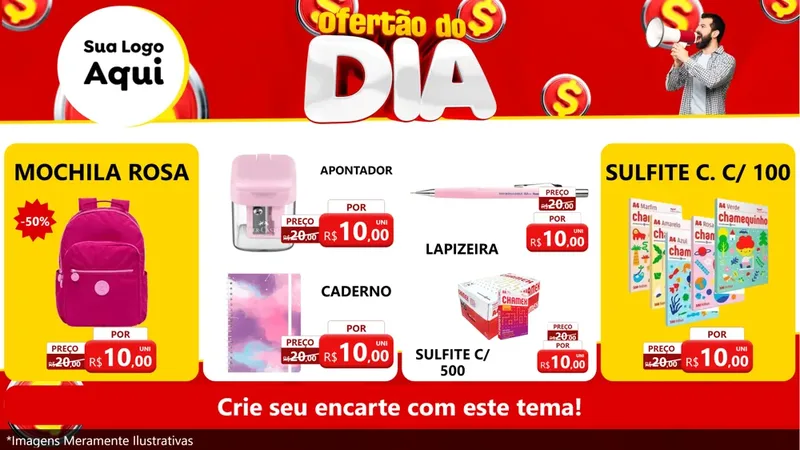 Modelo de TV para TV Horizontal com o tema Ofertão do dia para Papelaria