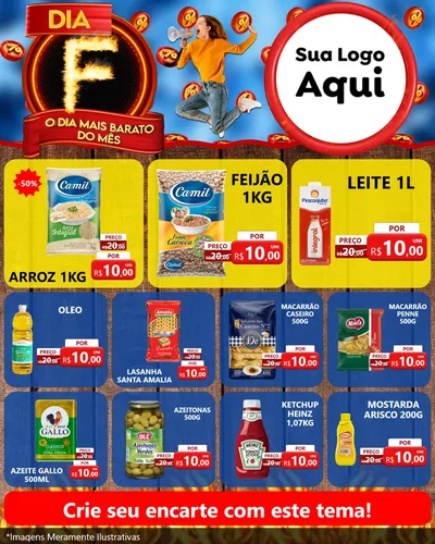 Modelo de Rede Social para Feed Instagram com o tema Dia F - O Dia Mais Barato Do Mês para Supermercado