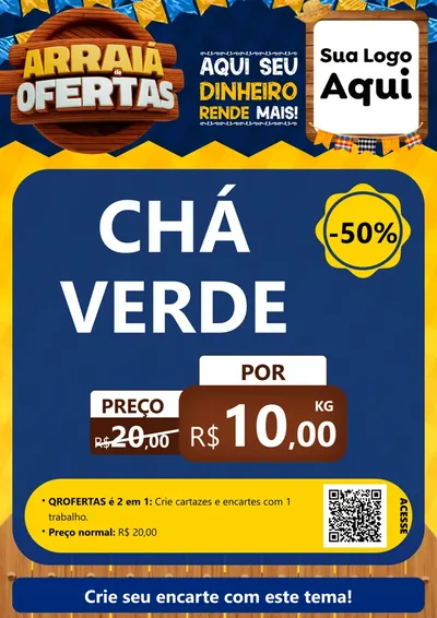 Modelo de Cartaz para Cartaz A4 Vertical com o tema Arraiá de Ofertas - Junina para Produtos Naturais