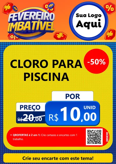 Modelo de Cartaz para Cartaz A4 Vertical com o tema Fevereiro Imbatível para Produtos para Piscina