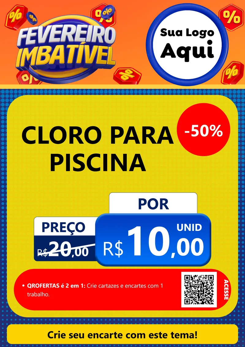 Modelo de Cartaz para Cartaz A4 Vertical com o tema Fevereiro Imbatível para Produtos para Piscina