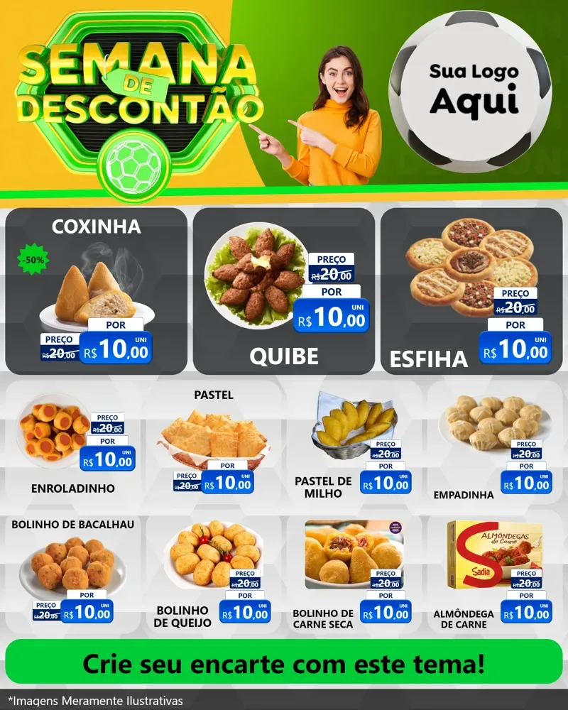 Modelo de Rede Social para Feed Instagram com o tema Semana de Descontão - Copa para Salgadaria