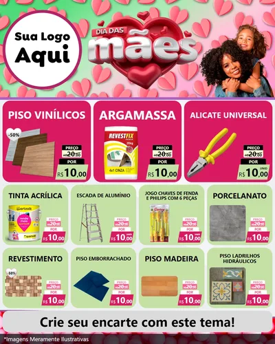 Modelo de Rede Social para Feed Instagram com o tema Dia das Mães para Material para Construção
