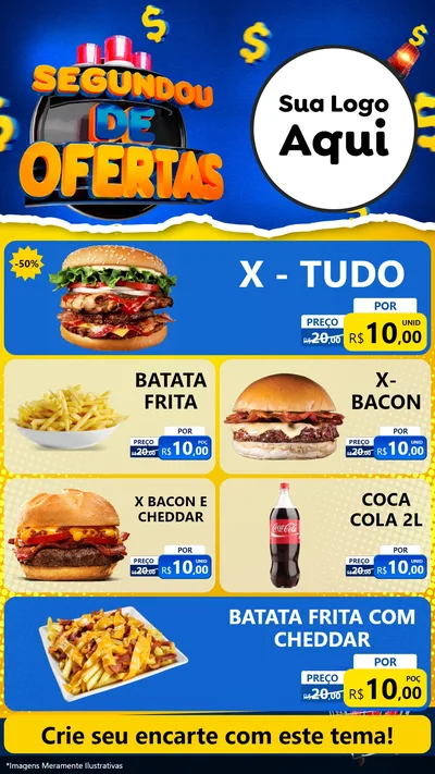 Modelo de TV para TV Vertical com o tema Segundou de Ofertas para Hamburgueria