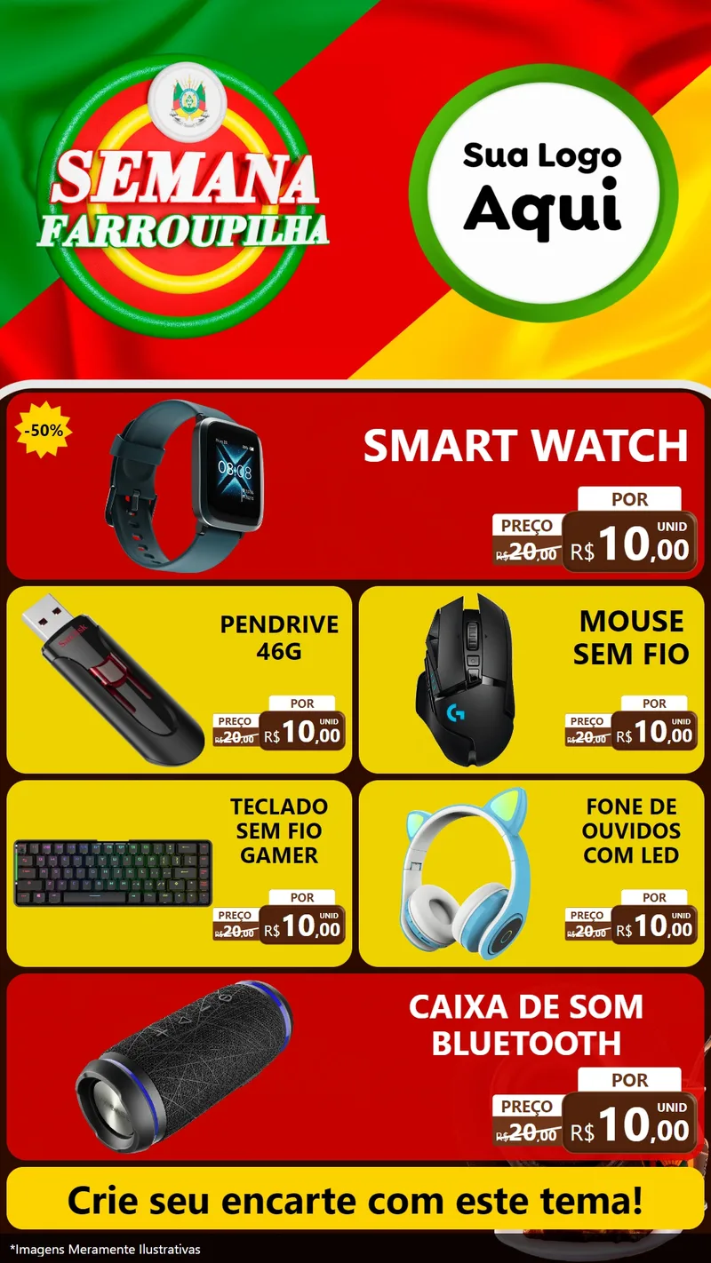 Modelo de TV para TV Vertical com o tema Semana Farroupilha para Informática