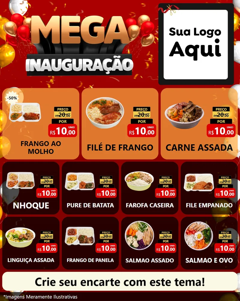 Modelo de Rede Social para Feed Instagram com o tema Mega Inauguração para Restaurante