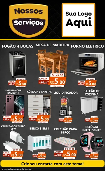 Modelo de Encarte para Encarte Grande com o tema Nossos Serviços para Móveis e Eletro