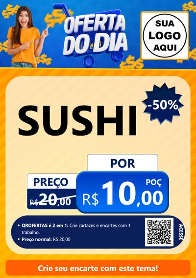Modelo de Cartaz para Cartaz A4 Vertical com o tema Oferta do Dia para Comida japonesa