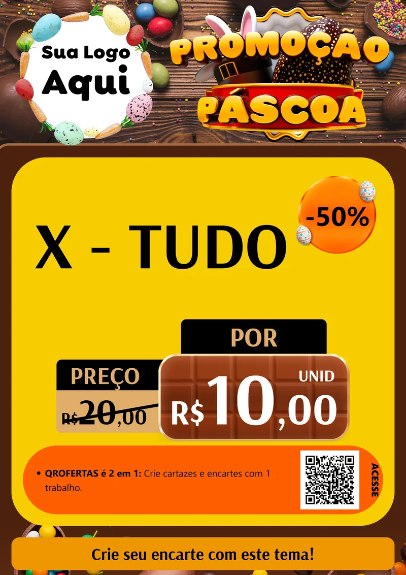 Modelo de Cartaz para Cartaz A4 Vertical com o tema Promoção Páscoa para Hamburgueria
