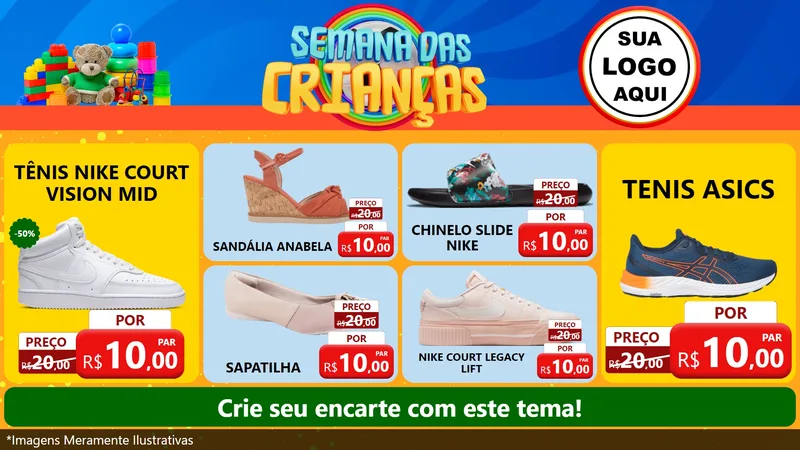 Modelo de TV para TV Horizontal com o tema Semana das Crianças para Calçados