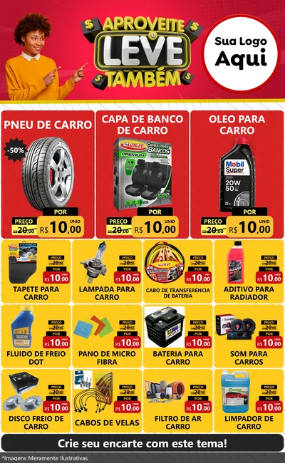 Modelo de Encarte para Encarte Grande com o tema Aproveite e Leve Também para Auto peças