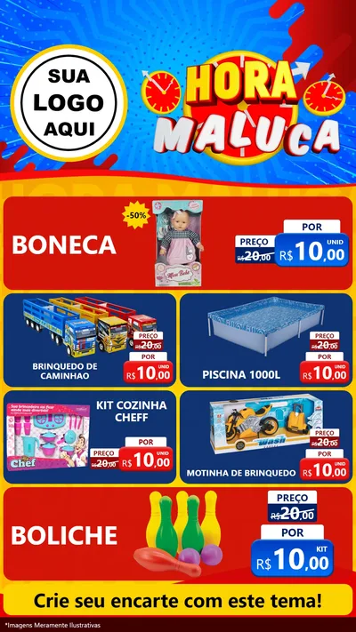 Modelo de TV para TV Vertical com o tema Hora Maluca para Brinquedos