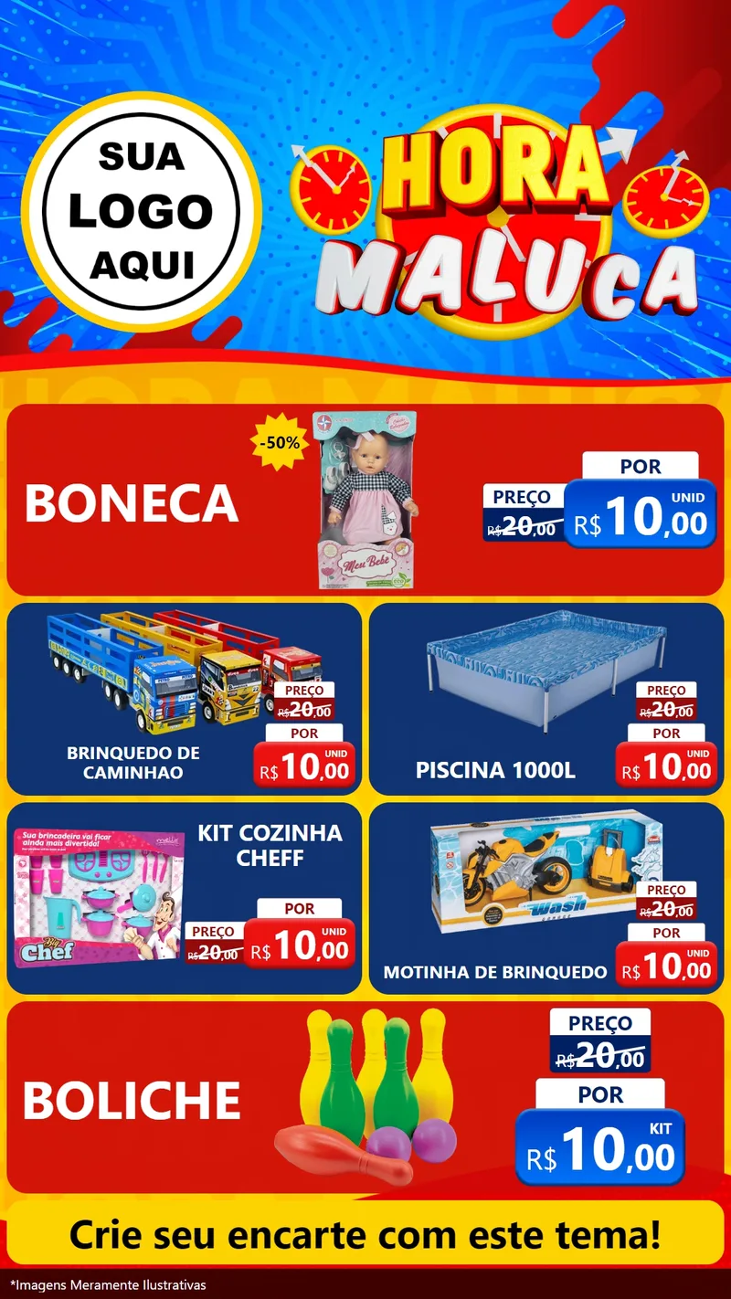 Modelo de TV para TV Vertical com o tema Hora Maluca para Brinquedos