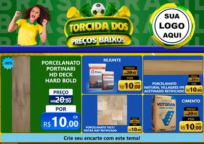 Modelo de Encarte para Encarte A4 Horizontal com o tema Torcida dos Preços Baixos para Pisos e revestimentos