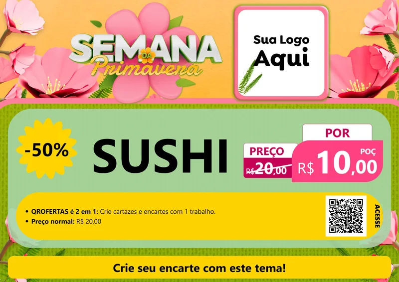 Modelo de Cartaz para Cartaz A4 Horizontal com o tema Semana da Primavera para Comida japonesa