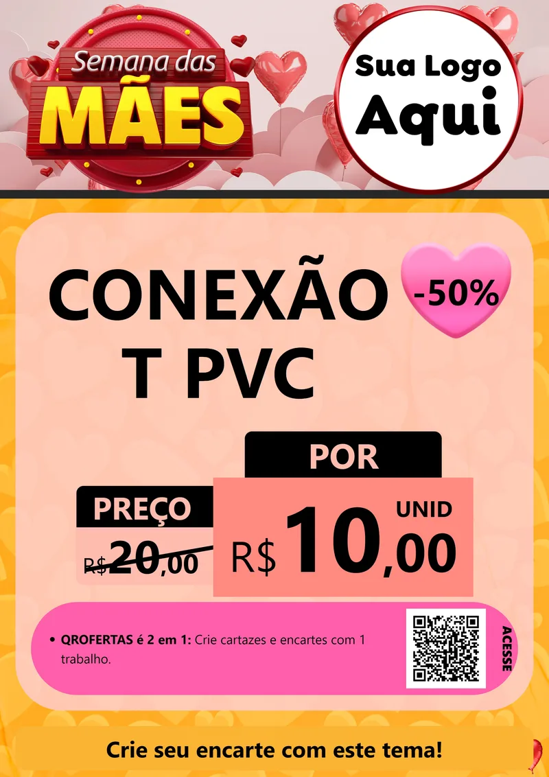 Modelo de Cartaz para Cartaz A4 Vertical com o tema Semana das Mães para Tubos e conexões