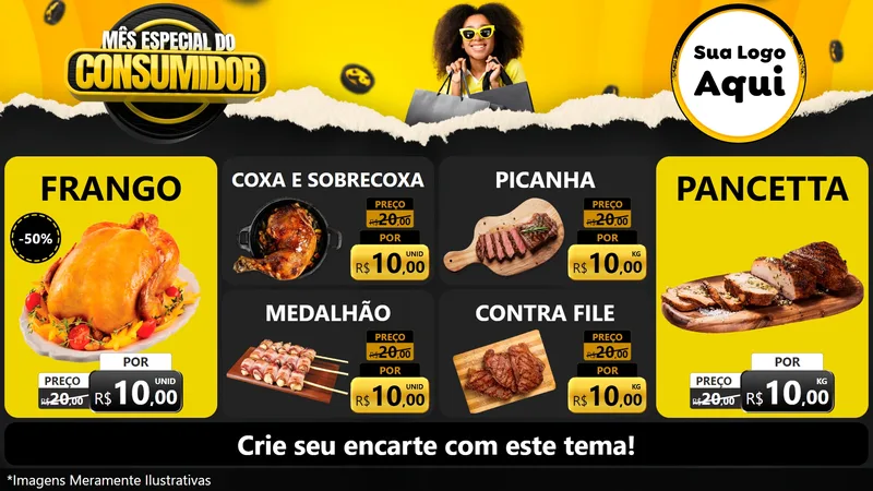 Modelo de TV para TV Horizontal com o tema Mês Especial do Consumidor para Assados