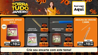 Modelo de TV para TV Horizontal com o tema Torra Tudo Janeiro para Armarinho e Aviamentos