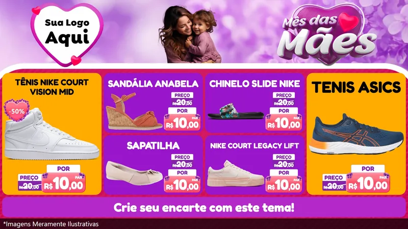 Modelo de TV para TV Horizontal com o tema Mês das Mães para Calçados