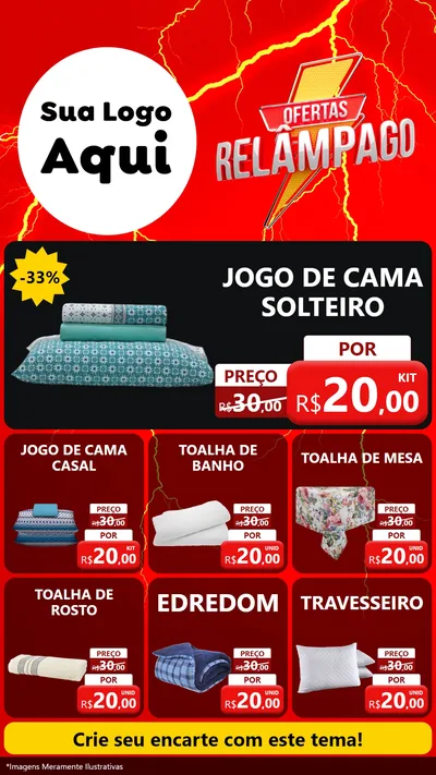 Modelo de Rede Social para Stories com o tema Ofertas Relâmpago para Cama, Mesa e Banho