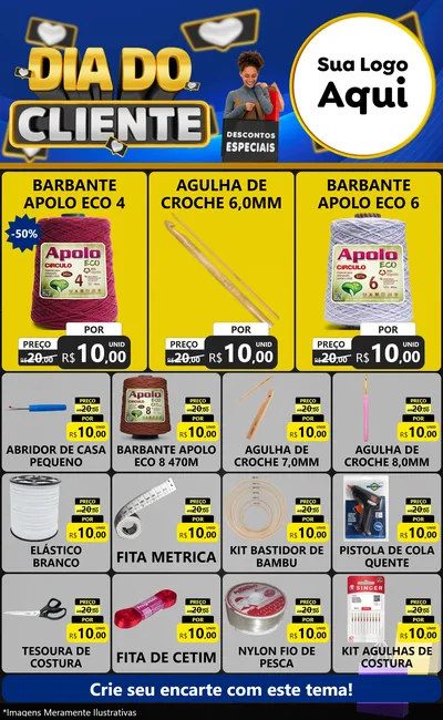 Modelo de Encarte para Encarte Grande com o tema Dia Do Cliente para Armarinho e Aviamentos
