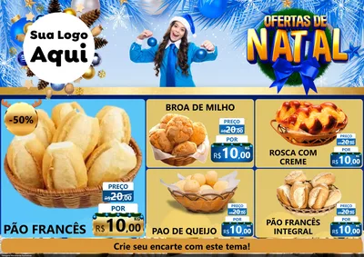 Modelo de Encarte para Encarte A4 Horizontal com o tema Ofertas de Natal para Padaria