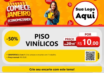 Modelo de Cartaz para Cartaz A4 Horizontal com o tema Comece Janeiro Economizando para Material para Construção