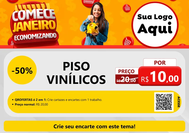 Modelo de Cartaz para Cartaz A4 Horizontal com o tema Comece Janeiro Economizando para Material para Construção