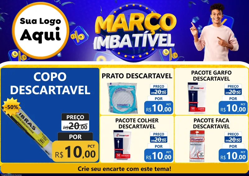 Modelo de Encarte para Encarte A4 Horizontal com o tema Março Imbatível para Embalagens
