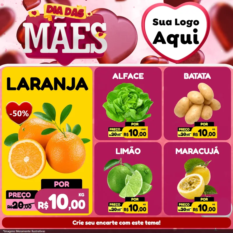 Modelo de Rede Social para Feed Facebook com o tema Dia Das Mães para Hortifrúti
